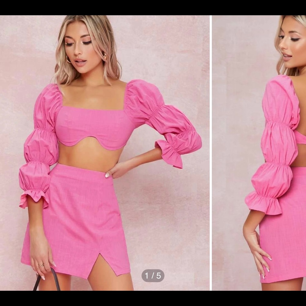 Pink Shein Ruched Crop Top